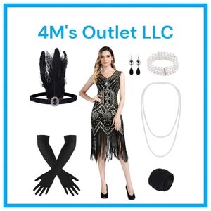 Black Flapper Dress with Accessories